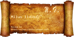 Milus Ildikó névjegykártya